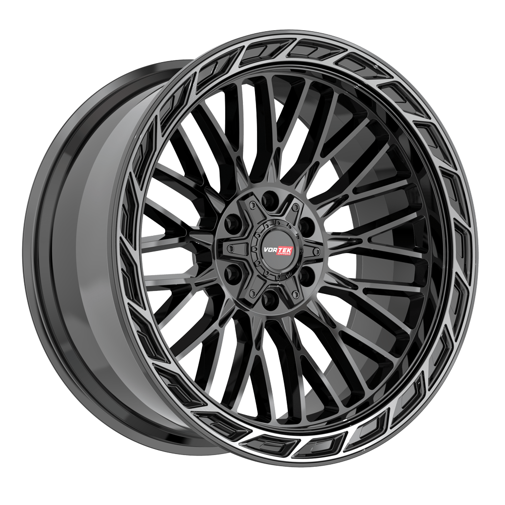 20X10 VORTEK WHEELS VRP-502 BLACK DIAMOND CUT RING W/ DARK TINT