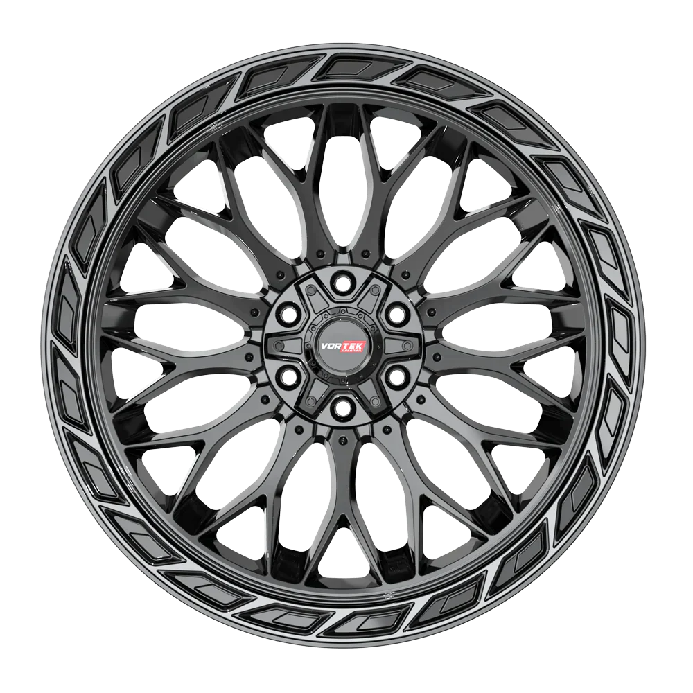 24×11 VORTEK WHEELS VRP-503 BLACK DIAMOND CUT RING W/ DARK TINT