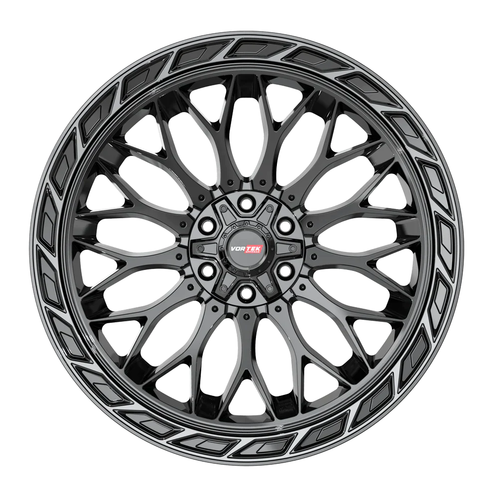 22X10 VORTEK WHEELS VRP-503 BLACK DIAMOND CUT RING W/ DARK TINT