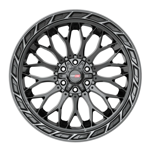 22X10 VORTEK WHEELS VRP-503 BLACK DIAMOND CUT RING W/ DARK TINT