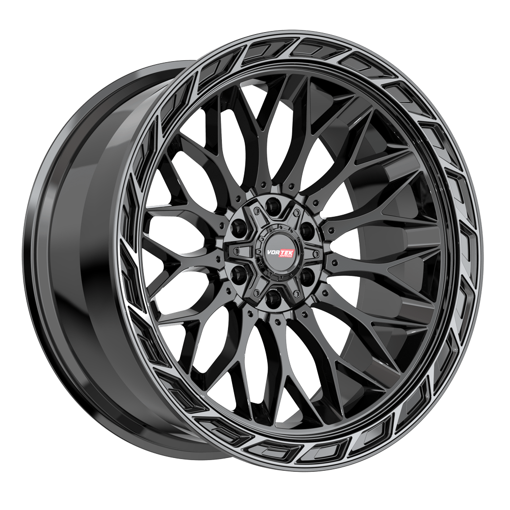 20X10 VORTEK WHEELS VRP-503 BLACK DIAMOND CUT RING W/ DARK TINT