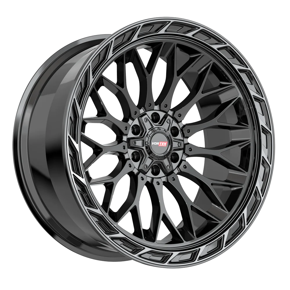 22X10 VORTEK WHEELS VRP-503 BLACK DIAMOND CUT RING W/ DARK TINT