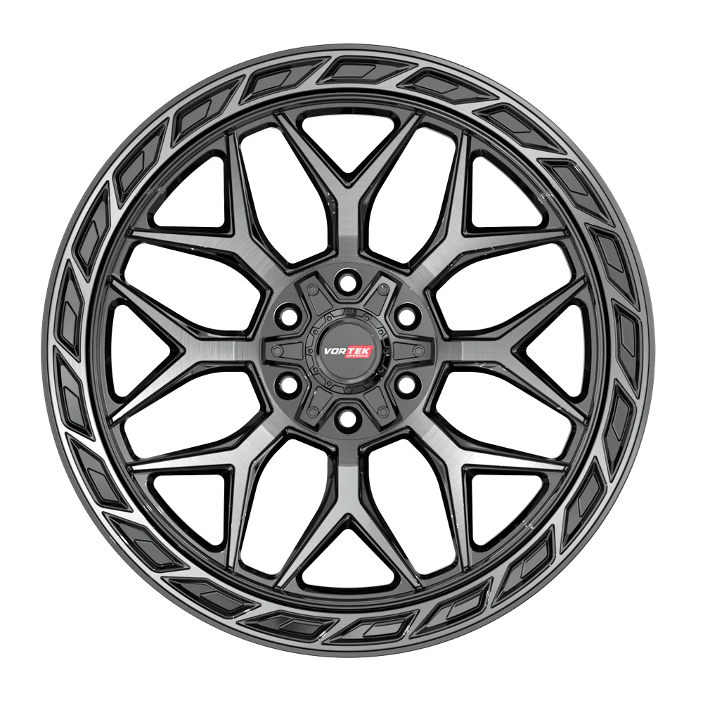 22X10 VORTEK WHEELS VRP-504 BLACK DIAMOND CUT W/ DARK TINT