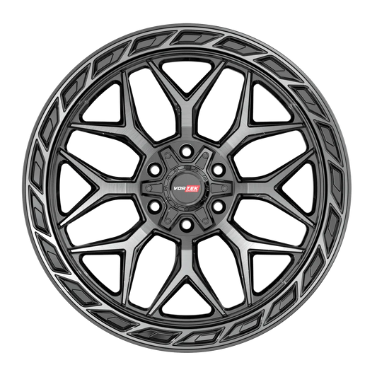 22X10 VORTEK WHEELS VRP-504 BLACK DIAMOND CUT W/ DARK TINT