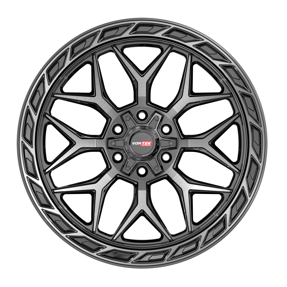 20X10 VORTEK WHEELS VRP-504 BLACK DIAMOND CUT W/ DARK TINT