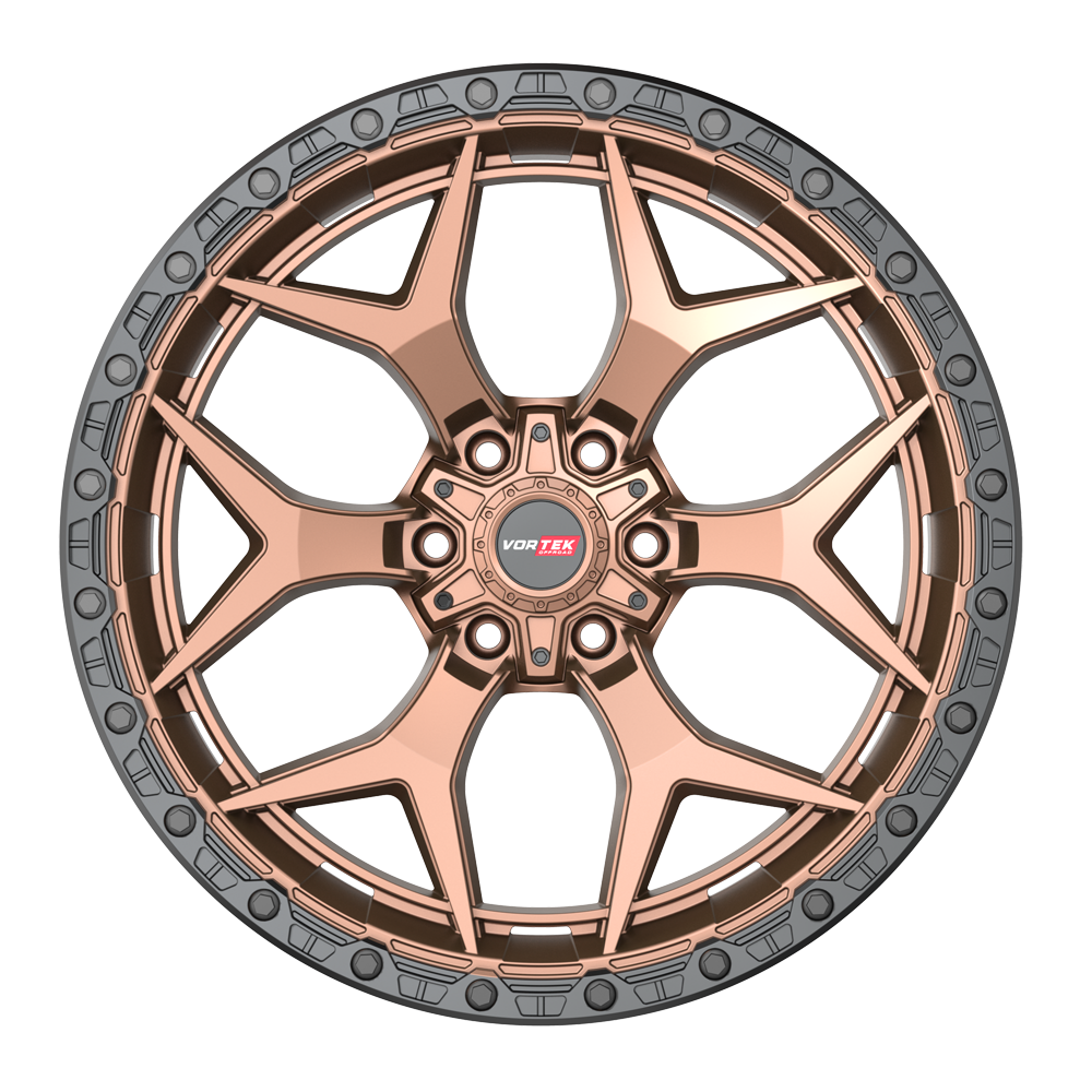 17×9 VORTEK WHEELS VRT-603 MATTE BRONZE BLACK BEAD RING