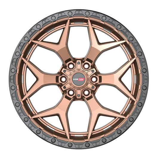 17×9 VORTEK WHEELS VRT-603 MATTE BRONZE BLACK BEAD RING