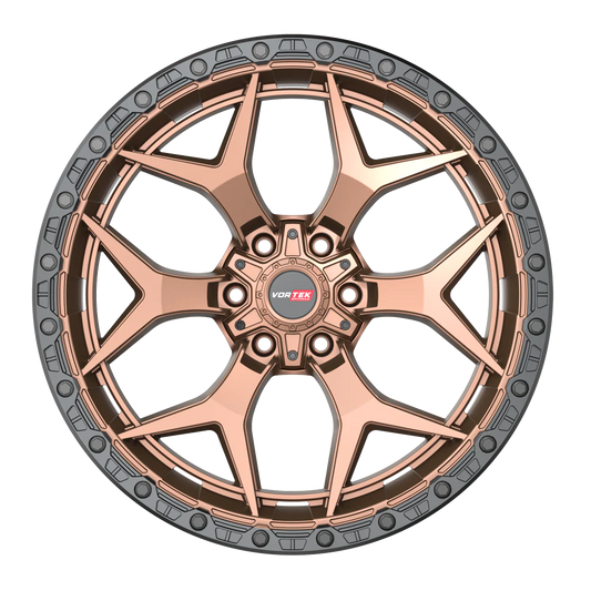 18×9 VORTEK WHEELS VRT-603 MATTE BRONZE BLACK BEAD RING