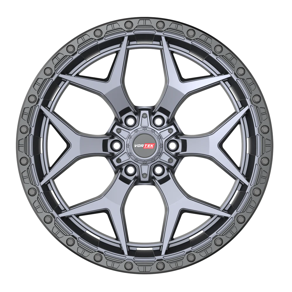 18×9 VORTEK WHEELS VRT-603  MATTE TITANIUM BLACK BEAD RING