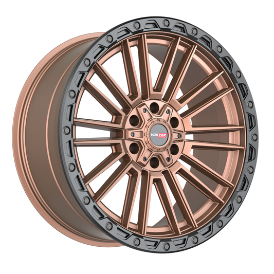 17×9 VORTEK WHEELS VRT-604 MATTE BRONZE BLACK BEAD RING