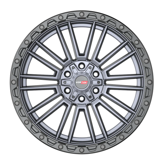 22X10 VORTEK WHEELS VRT-604 MATTE TITANIUM BLACK BEAD RING