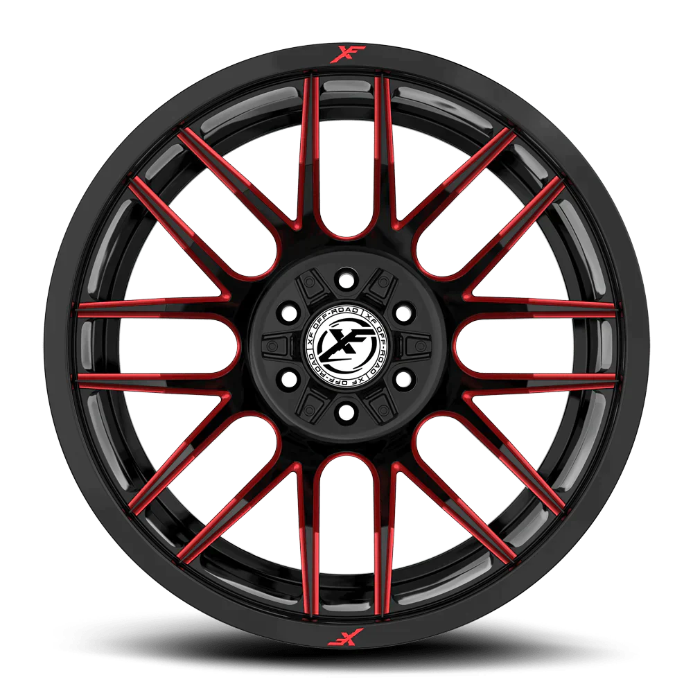 20X12 XF OFF-ROAD XF-232 GLOSS BLACK RED MILLED
