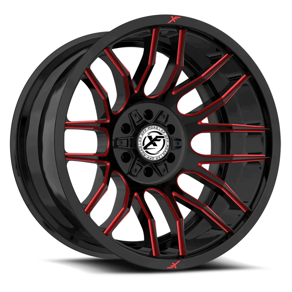 20X12 XF OFF-ROAD XF-232 GLOSS BLACK RED MILLED