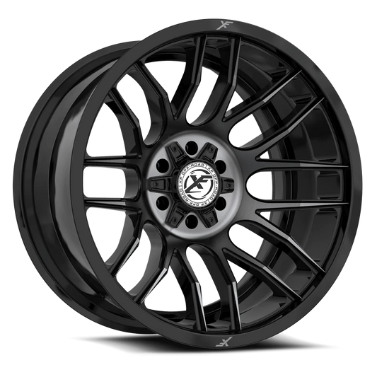 18X9.0 XF OFF-ROAD XF-232 GLOSS BLACK MACHINED & TITANIUM