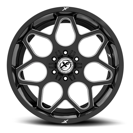 20X12 XF OFF-ROAD XF-233 GLOSS BLACK MILLED
