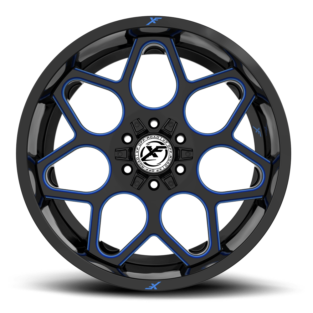 20X10 XF OFF-ROAD XF-233 GLOSS BLACK & BLUE MILLED