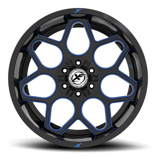 20X10 XF OFF-ROAD XF-233 GLOSS BLACK & BLUE MILLED