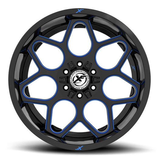 20X12 XF OFF-ROAD XF-233 GLOSS BLACK & BLUE MILLED