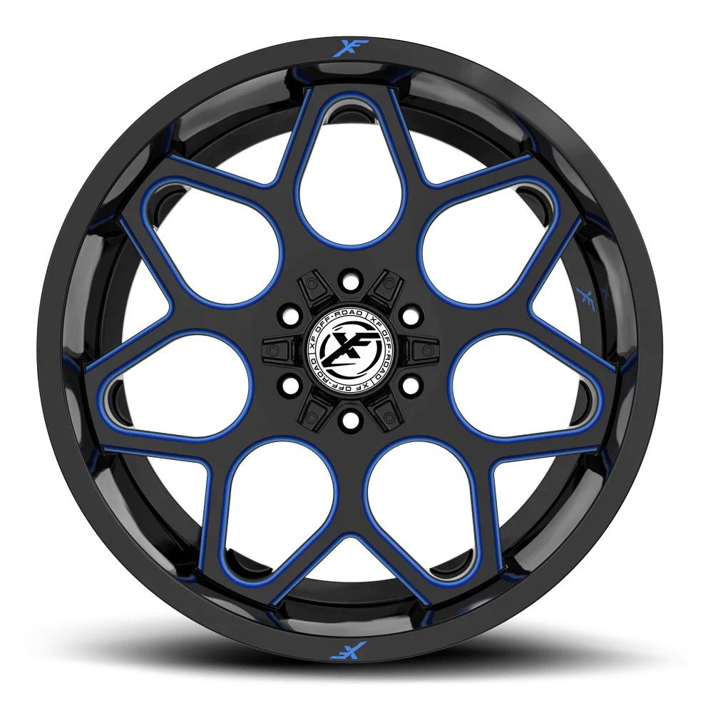 20X9.0 XF OFF-ROAD XF-233 GLOSS BLACK & BLUE MILLED