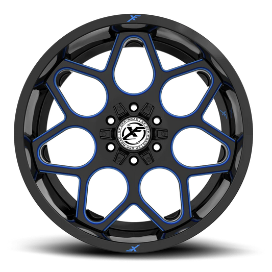 20X9.0 XF OFF-ROAD XF-233 GLOSS BLACK & BLUE MILLED