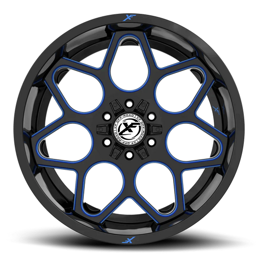 22X12 XF OFF-ROAD XF-233 GLOSS BLACK & BLUE MILLED