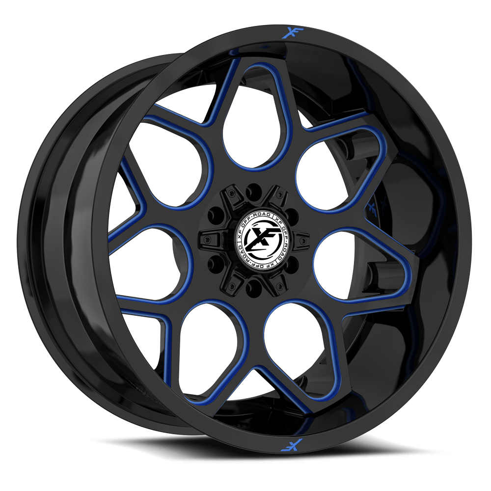20X10 XF OFF-ROAD XF-233 GLOSS BLACK & BLUE MILLED