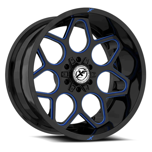 26X14 XF OFF-ROAD XF-233 GLOSS BLACK & BLUE MILLED