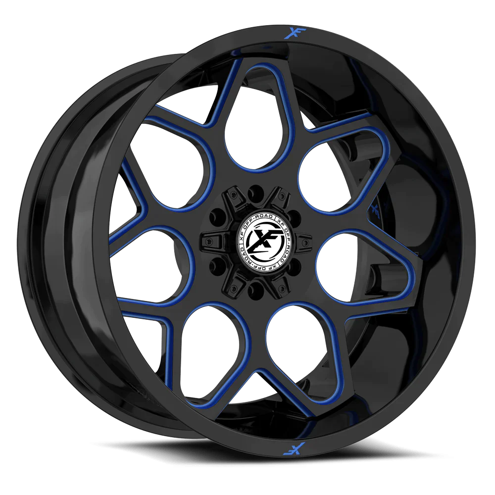 20X9.0 XF OFF-ROAD XF-233 GLOSS BLACK & BLUE MILLED