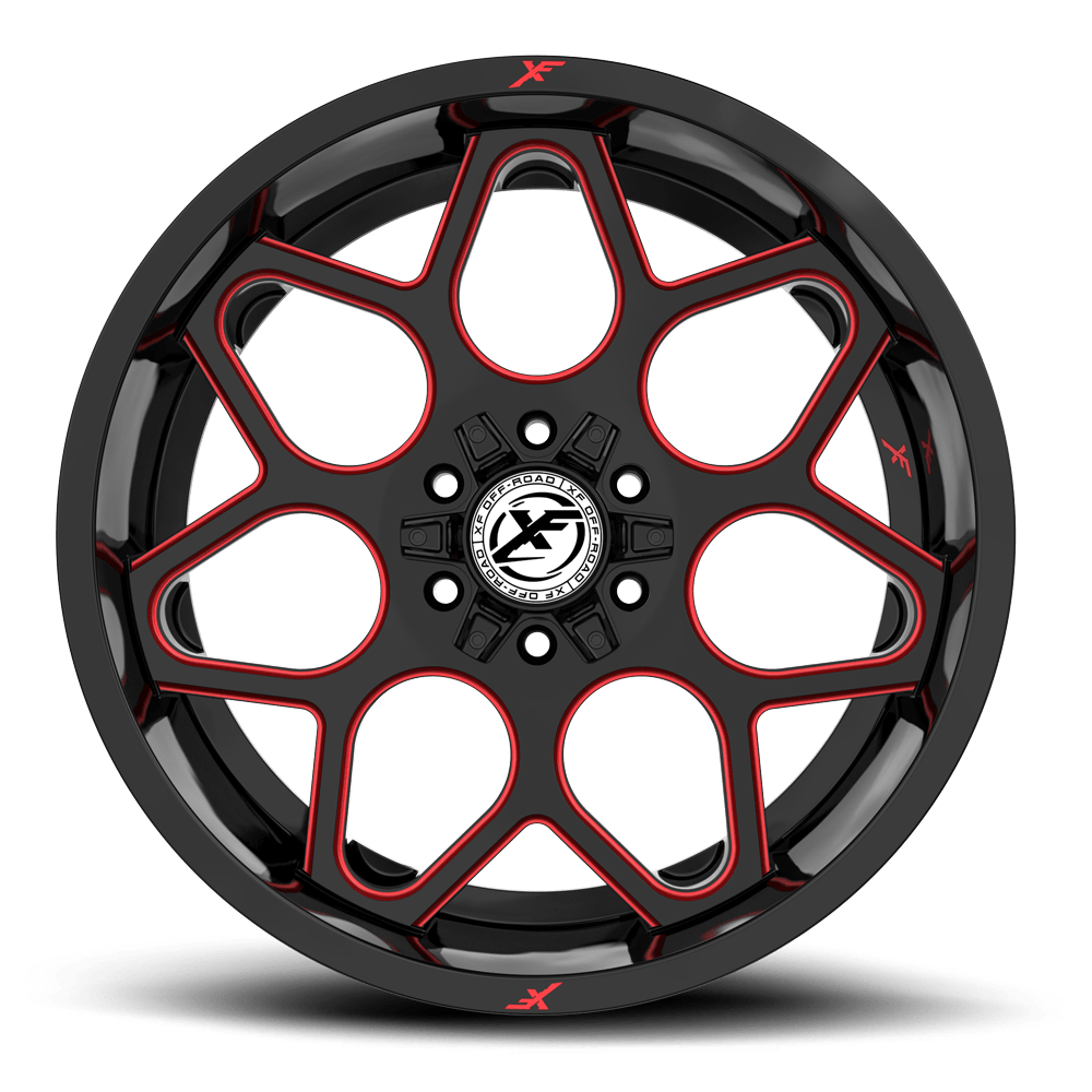 20X10 XF OFF-ROAD XF-233 GLOSS BLACK RED MILLED