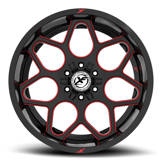 20X10 XF OFF-ROAD XF-233 GLOSS BLACK RED MILLED