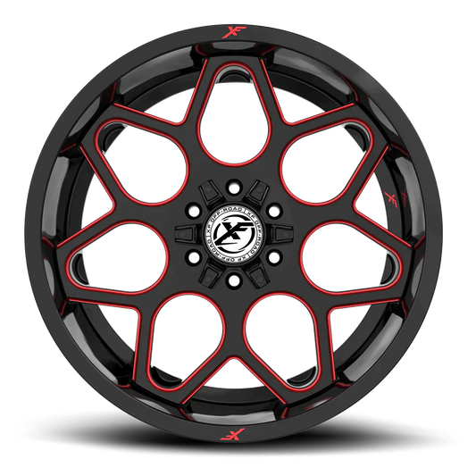 22X12 XF OFF-ROAD XF-233 GLOSS BLACK RED MILLED