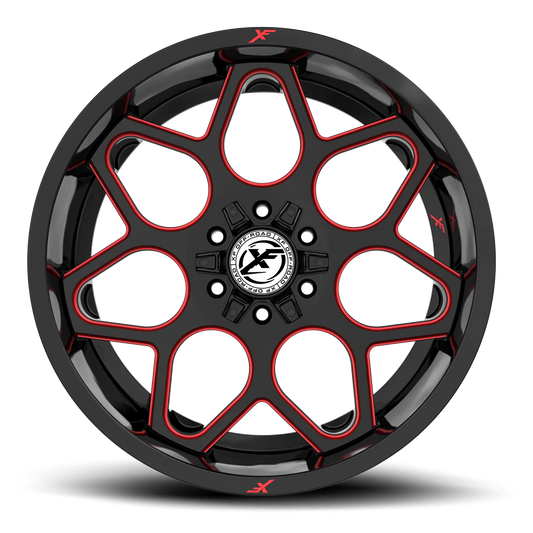 20X12 XF OFF-ROAD XF-233 GLOSS BLACK RED MILLED