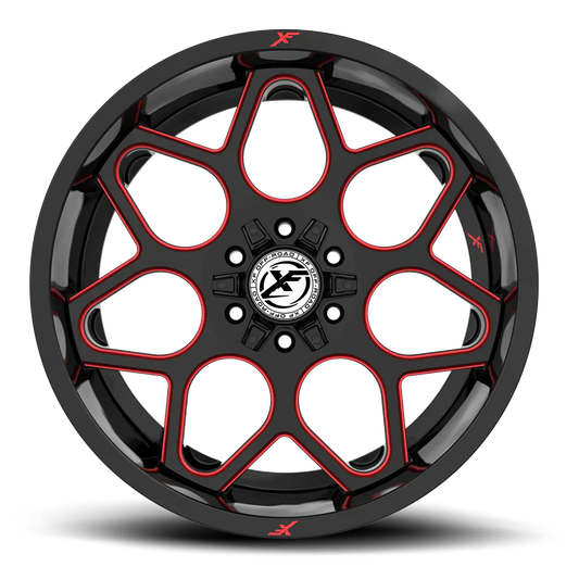 20X9.0 XF OFF-ROAD XF-233 GLOSS BLACK RED MILLED