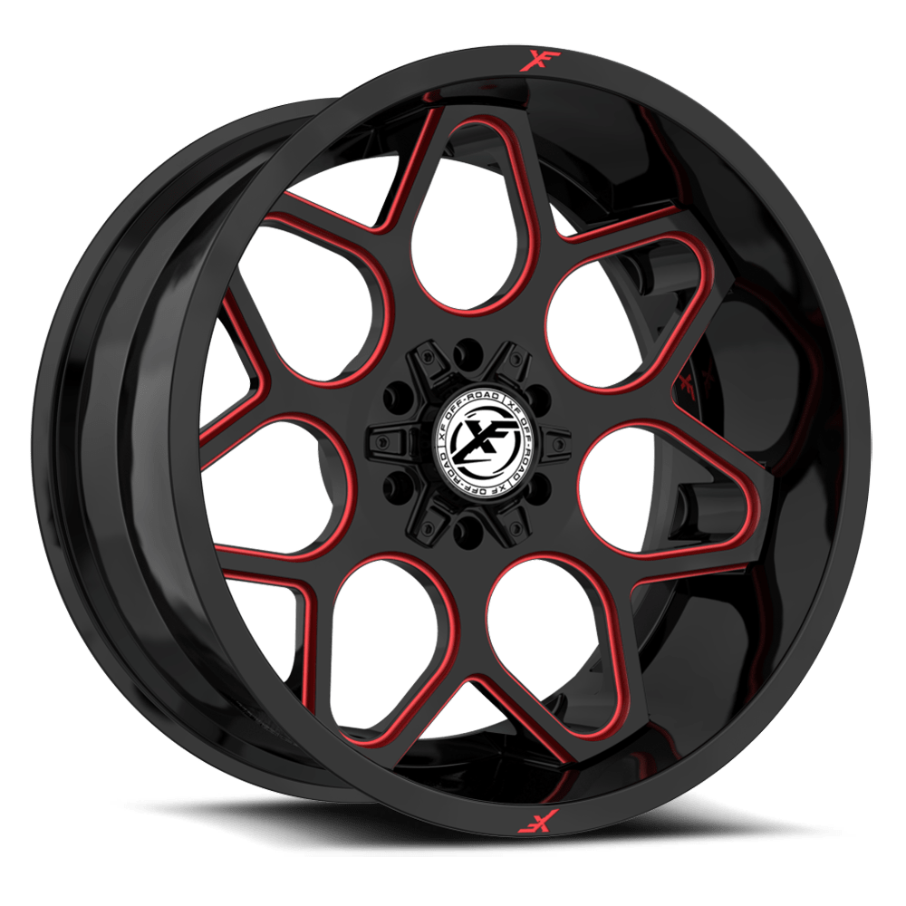 20X10 XF OFF-ROAD XF-233 GLOSS BLACK RED MILLED