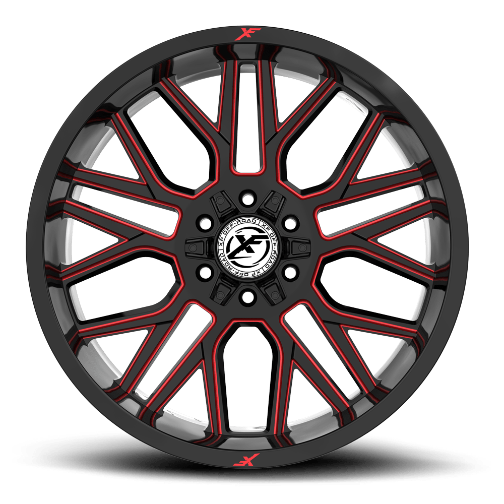 20X10 XF OFF-ROAD XF-235 GLOSS BLACK RED MILLED