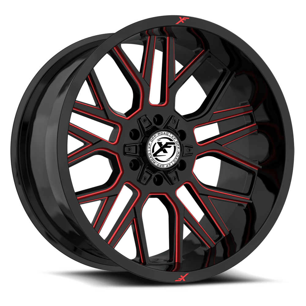 20X10 XF OFF-ROAD XF-235 GLOSS BLACK RED MILLED