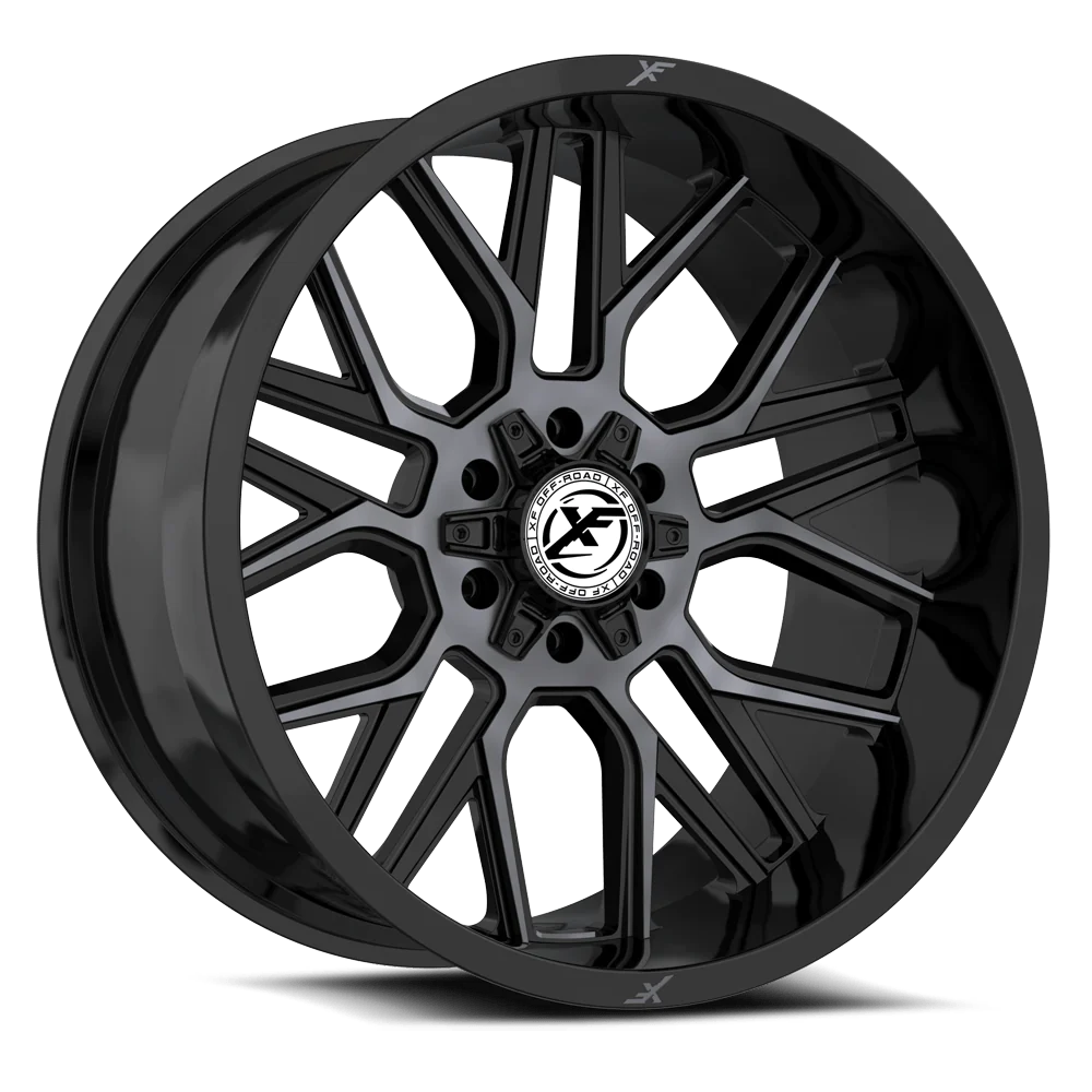 20X12 XF OFF-ROAD XF-235 GLOSS BLACK MACHINED & TITANIUM