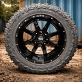 20” Moto Metal MO970 Black Wheels With 33" Tires Wheel and Tire Package