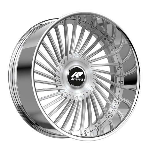 Amani Forged CHILE-R 30x9 6x135 6x139.7 +15 Cb 78.1 Brush Center Chrome Lip Large XL Cap Round