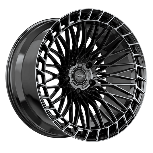 Arvano AVX-102 Monaco 20x10.5 5x Blank +42 Cb 66.56 Gloss Black Center & Diamond Cut Ring With Dark Tint