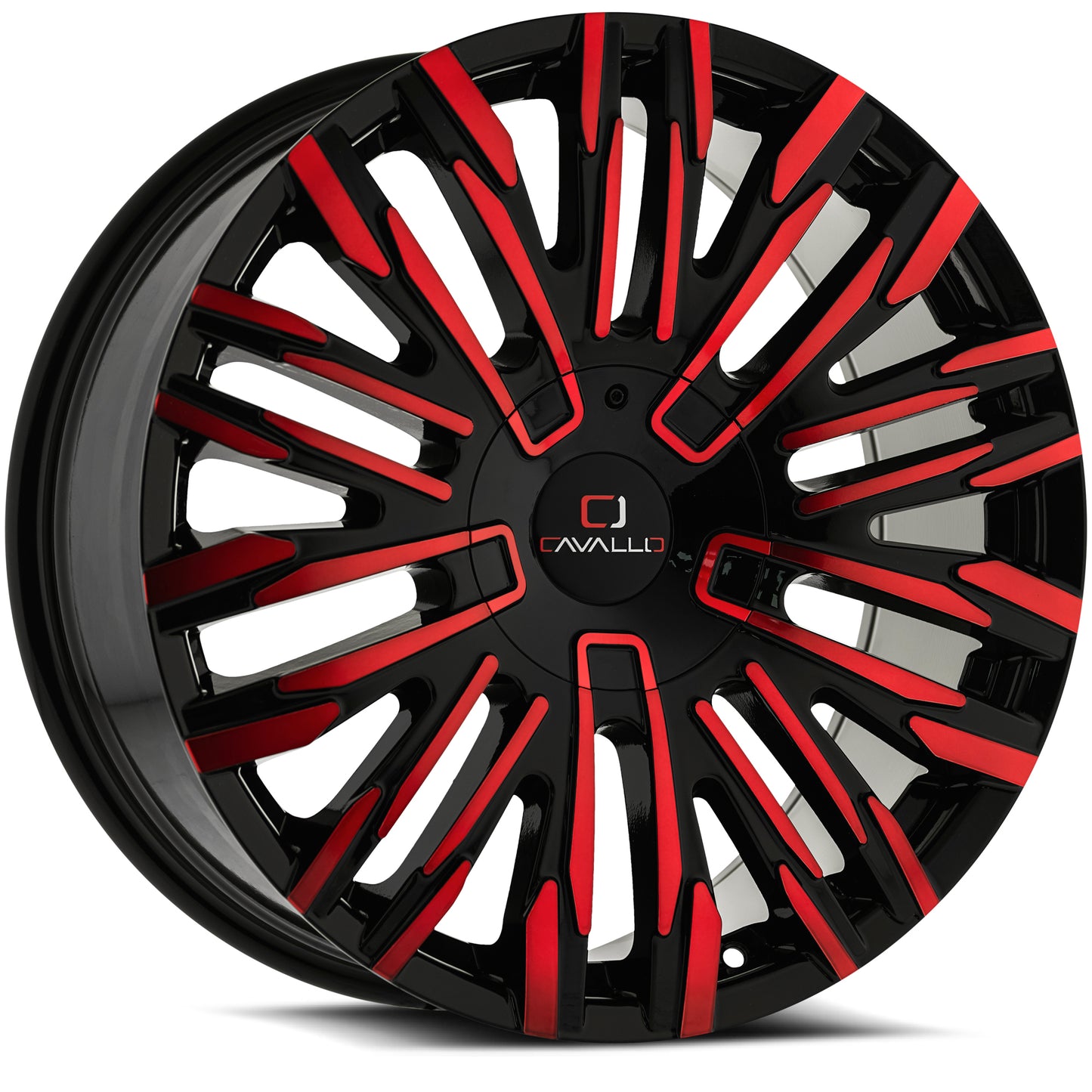 Cavallo Clv-28 20X8.5 6X135 6X139.7 +15 Cb 108.1 Gloss Black & Red Milled