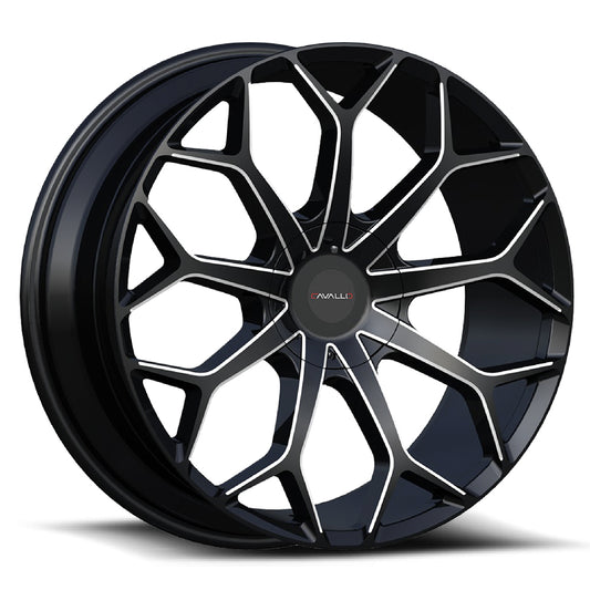 Cavallo CLV-22 24x9.0 5x 6x Blank +18 Cb 78.1 Gloss Black & Milled