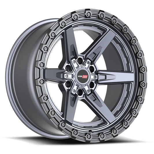Vortek VRT-602 ARGON 20x9.0 6x135 6x139.7 +20 Cb 106.1 Matte Titanium With Black Bead Ring