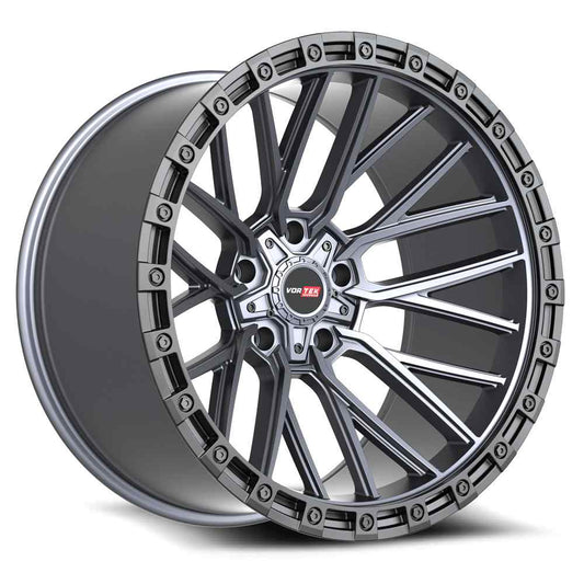 Vortek VRT-608 APOLLO 22x12 5x127 5x139.7 -44 Cb 78.1 Matte Titanium With Black Bead Ring