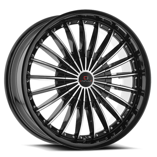 Cavallo CLV-32 20x8.5 5x112 5x114.3 +35 Cb 74.1 Gloss Black & Machined