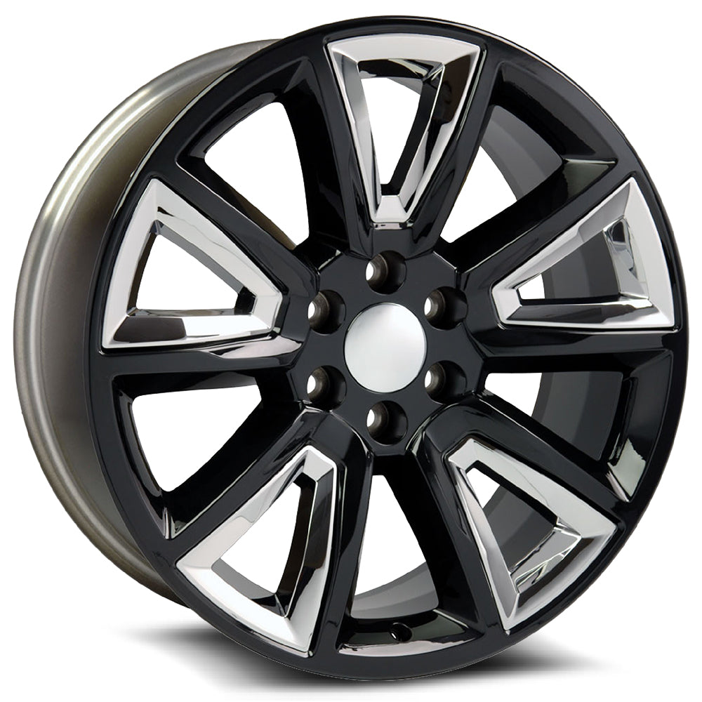 O.E. Revolution C-08 24X10 6X139.7 +31 Cb 78.1 Gloss Black + Chrome Inserts