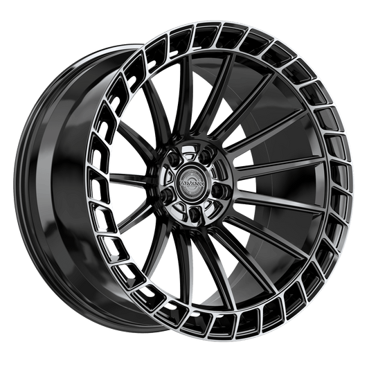 Arvano AVX-101 Paris 20x10 5x Blank +42 Cb 66.56 Gloss Black Center & Diamond Cut Ring With Dark Tint