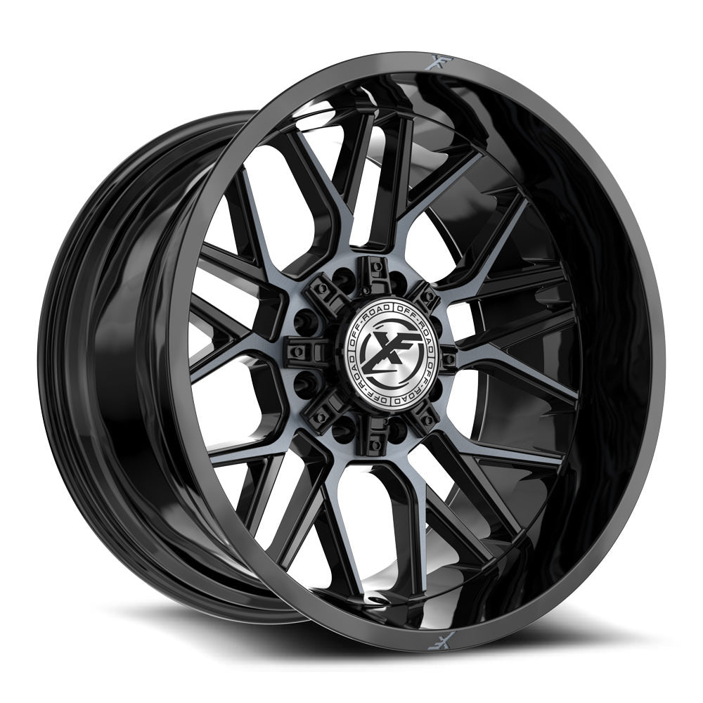 XF Off-Road XF-235 20x10 8x165.1 8x170 -12 Cb 125.2 Gloss Black & Machined Titanium Double Dark Tint