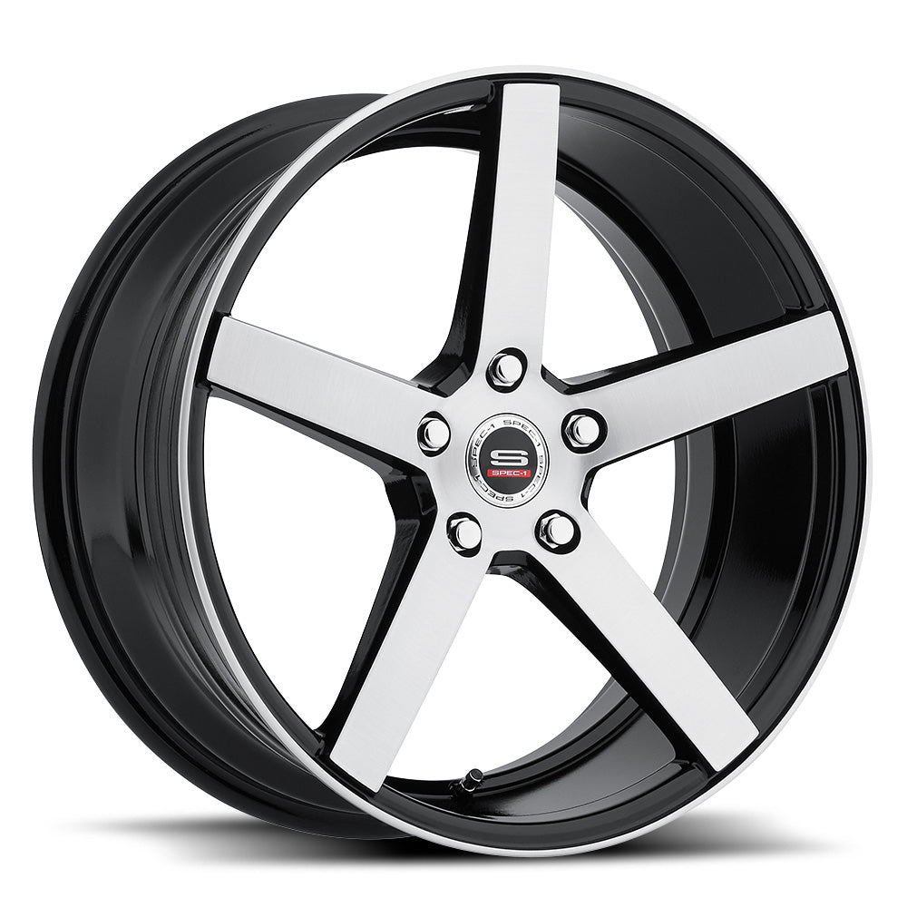 Spec-1 SP-36 20X9.5 5x Blank +42 Cb 73.1 Gloss Black & Brushed (PCD Range 5x100-120)