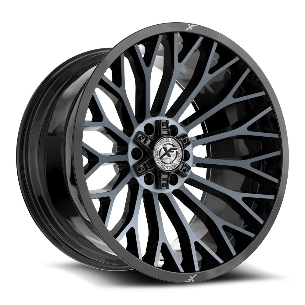 XF Off-Road XF-237 22x12 5x127 5x139.7 -44 Cb 78.1 Gloss Black & Machined Titanium Double Dark Tint